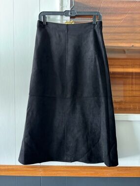 NWT Max Studio London Black Faux Suede A-Line Midi Skirt